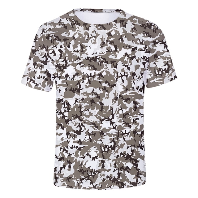 T-shirt Camouflage Imprimé Périphérique Imprimé pour Homme à Manches Courtes Hommes Hommes T-Shirts L