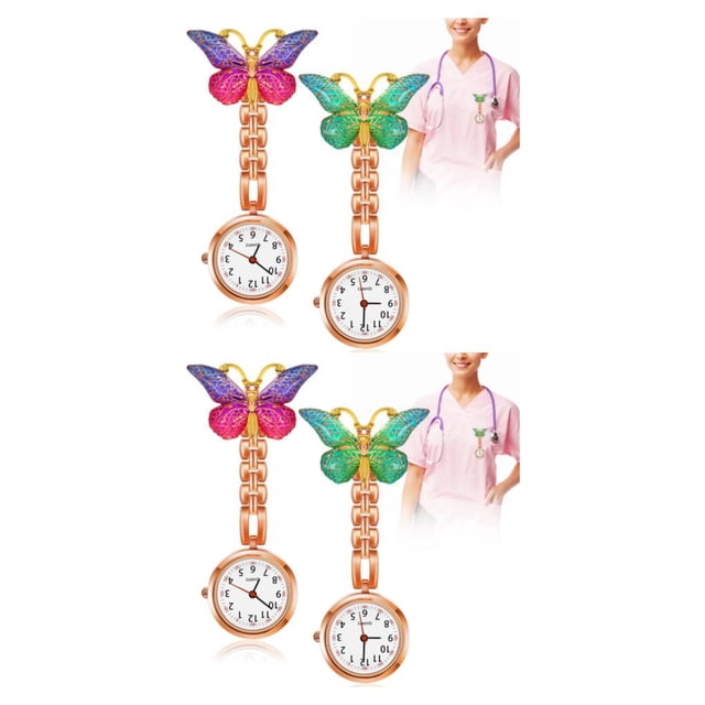 Transemion 2 Pcs Montre à Broche Exquise de Poche Portable à Suspendre Montres à Revers pour Femmes Infirmières Médecins Accessoires Maison Extérieur 2Ensemble