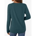 thumbnail image 4 of ShomPort Long Sleeve T-Shirts for Womens V-Neck Lightweight Solid Color Soft Blouses Breathable Comfort Daily Elastic Pullover Tees Tops, 4 of 6