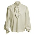 thumbnail image 1 of MYG Chemisier à Col Volanté Steampunk Médiéval Renaissance pour Homme Chemise de Pirate Vampire, 1 of 7