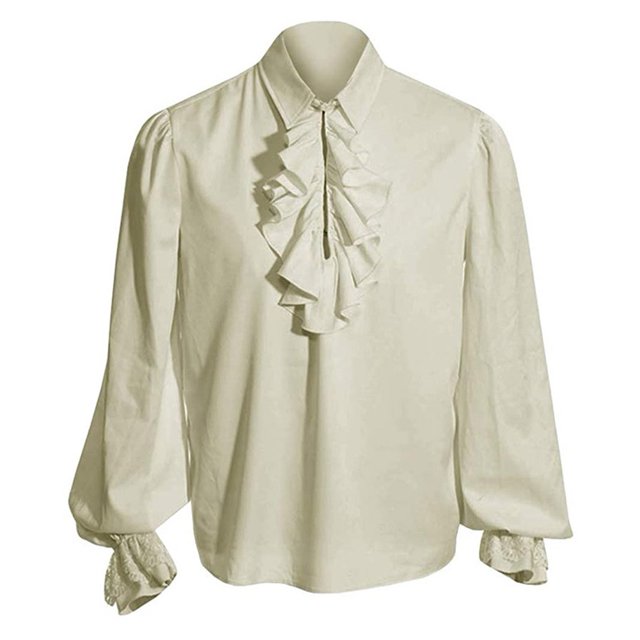 MYG Chemisier à Col Volanté Steampunk Médiéval Renaissance pour Homme Chemise de Pirate Vampire