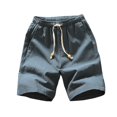 thumbnail image 2 of Styesk Mens Shorts Man Solid-Color Casual Pocket Cotton-Linen Drawstring Elastic-Waist Half Shorts Pants, 2 of 5