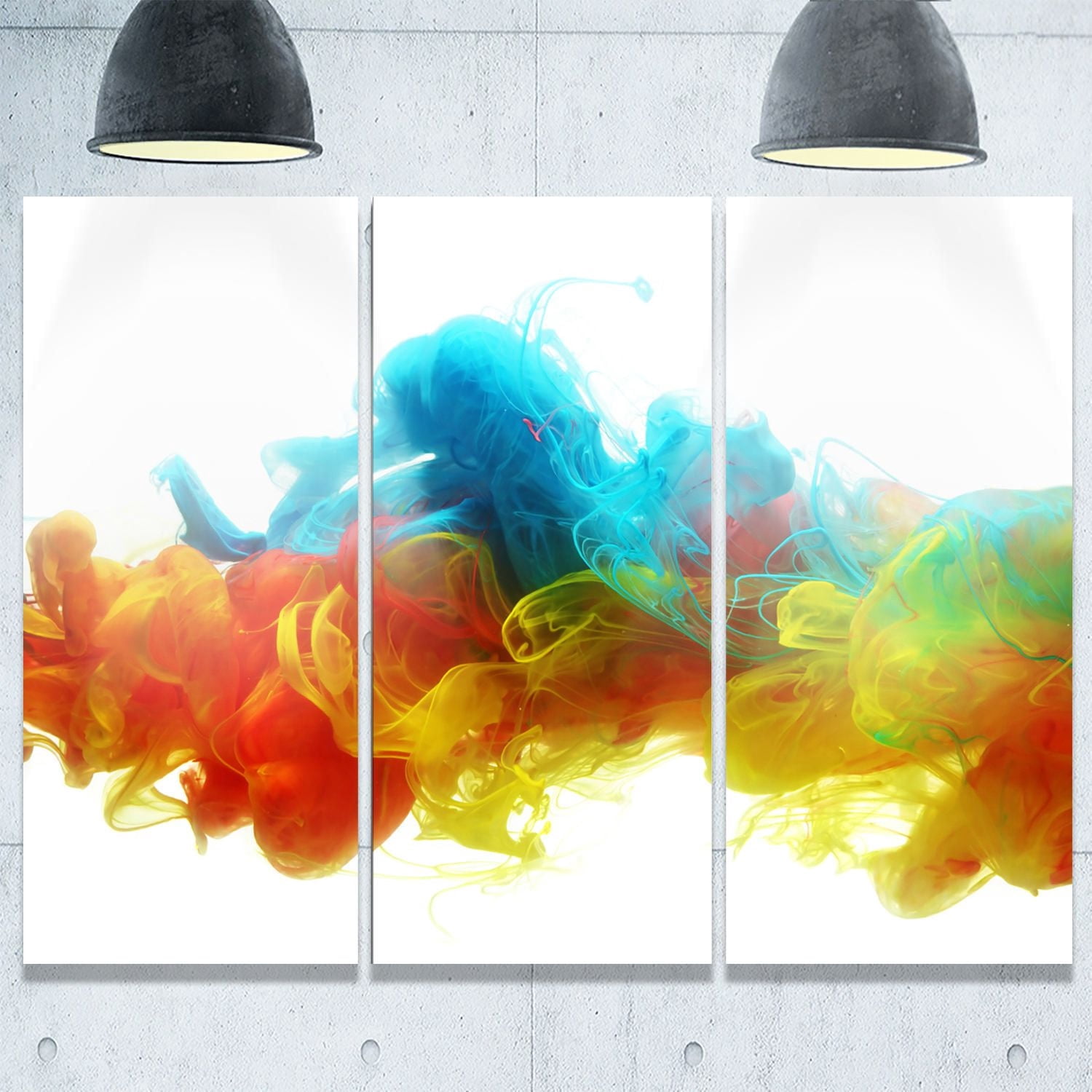Design Art Colourful Ink in Water Multipanel Abstract Metal Artwork