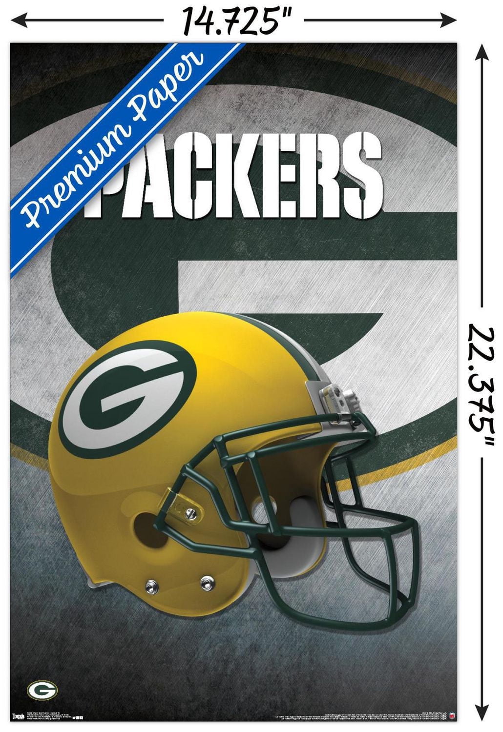 NFL Green Bay Packers - Helmet 16 Wall Poster, 22.375" x 34" Framed