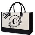 thumbnail image 2 of MesaSe Sac à Main en Toile Mode pour Femmes Imprimé Lettres Fleurs Couleur Frappé Portable, 2 of 6