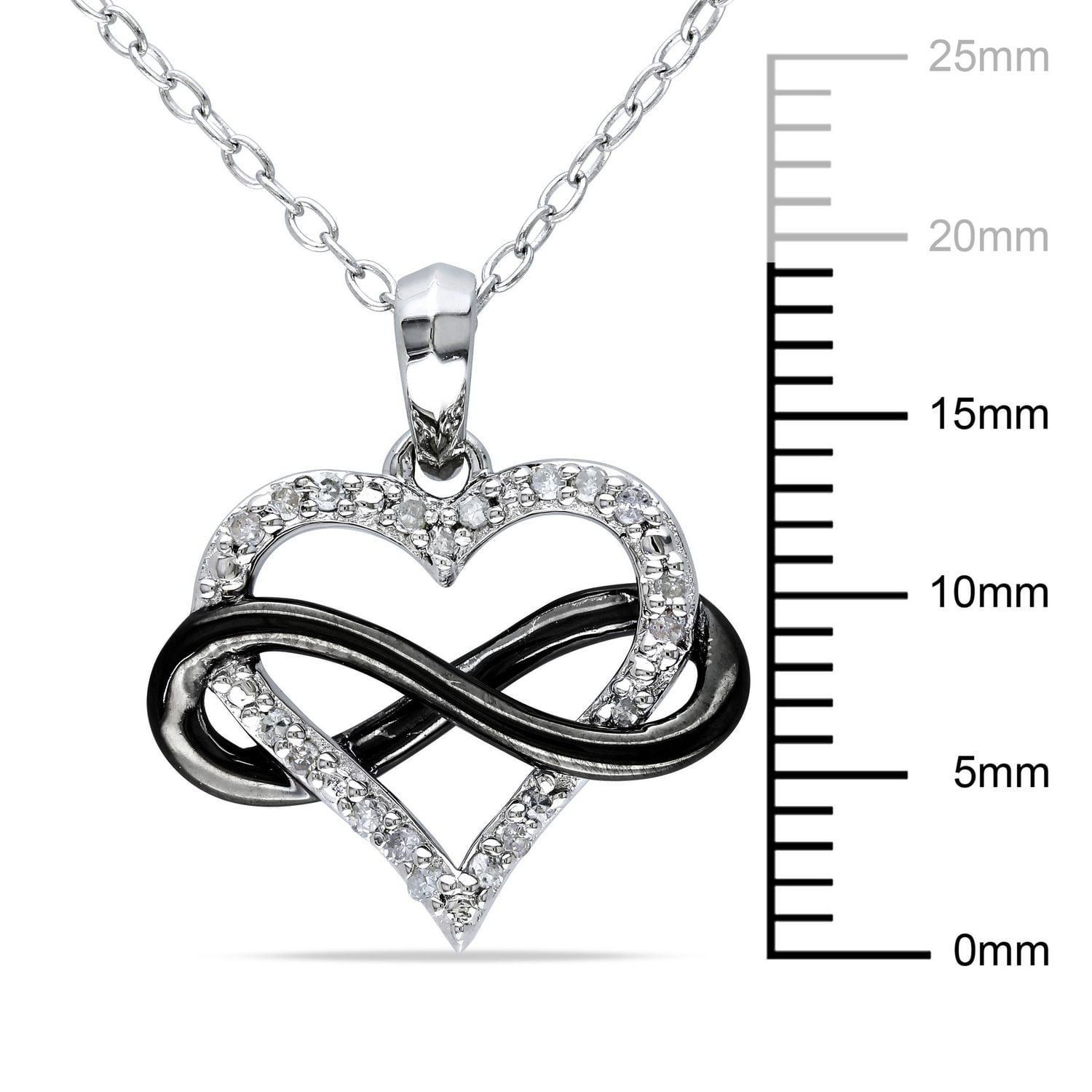 0.10 Carat T.W. Diamond Two-Tone Sterling Silver Infinity Heart Pendant; 18"