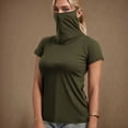 thumbnail image 2 of BiZtdJrK T-Shirt de Base de Protection Solaire pour Femme avec Masque Facial à Manches Courtes Confortable et Léger T-Shirts Pêche Randonnée Tenues de Plein Air Vert Armée TG Économies d'Été, 2 of 8