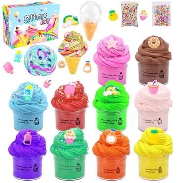 50 ml Beurres Nuageux Duveteux Slimes Argiles Jouet Non Décantant avec Accessoires Bricolage Nouilles Slimes Extensibles pour Créations Artisanales
