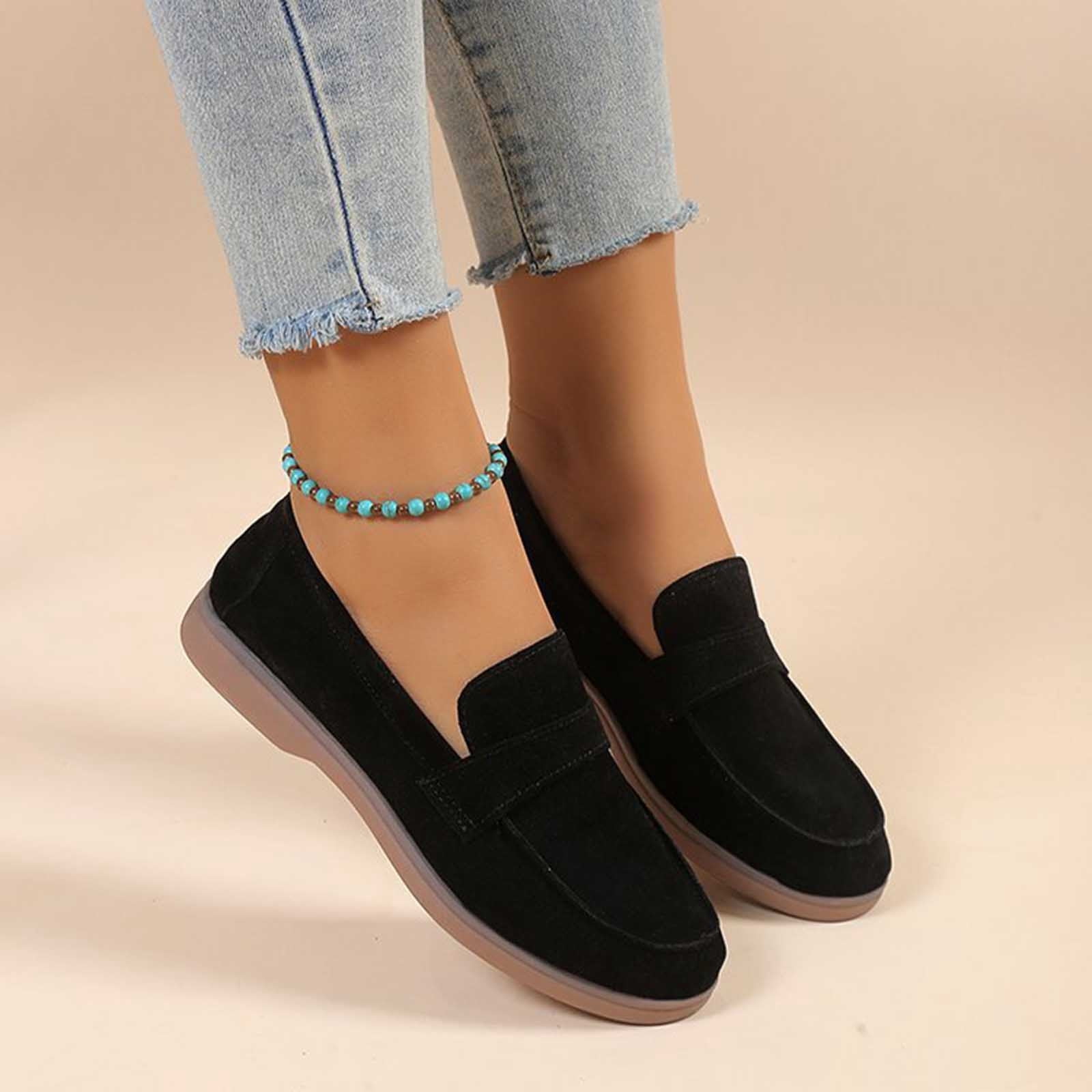 Babysbule Chaussures pour Femmes Liquidation Chaussures de Mode pour Femme Décontractées Confortables Bout Rond Talons Bas Chaussures Couleur Unie