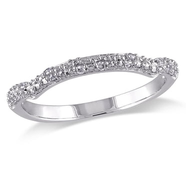 Bague d'anniversaire courbée Miabella avec accents de diamants en argent sterling