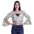 thumbnail image 4 of Moomaya Printed Womens Crop Top Wrap Style Top Wear Ruffle Long Sleeve Casual Summer Blouse, 4 of 5