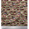 thumbnail image 1 of Soimoi Rayon Fabric Diagonal Stripe & Cat Face Animal Fabric Prints By Yard 56 Inch Wide, 1 of 1