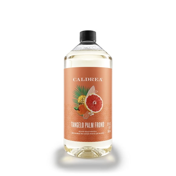 Caldrea Hand Soap Refill, Aloe Vera Gel, Olive Oil and Essential Oils to Cleanse and Condition, Tangelo Palm Frond Scent, 32 oz (Packaging May Vary)