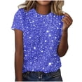 thumbnail image 1 of Plebaso T-Shirts de Mode pour Femmes à Imprimé Scintillant, Manches Courtes, T-Shirts Graphiques, Hauts Décontractés à Col Rond, 1 of 4
