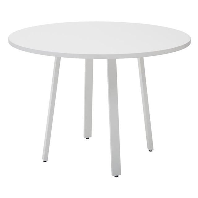 Prado Table de Conférence Ronde de 42 Pouces avec Dessus en Stratifié Blanc et Pattes en Métal Blanches