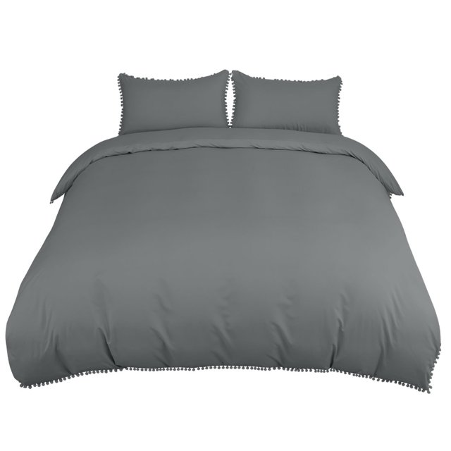 Unique Bargains Pompoms 110gsm Brushed Polyester Duvet Cover Set,3 Pieces,