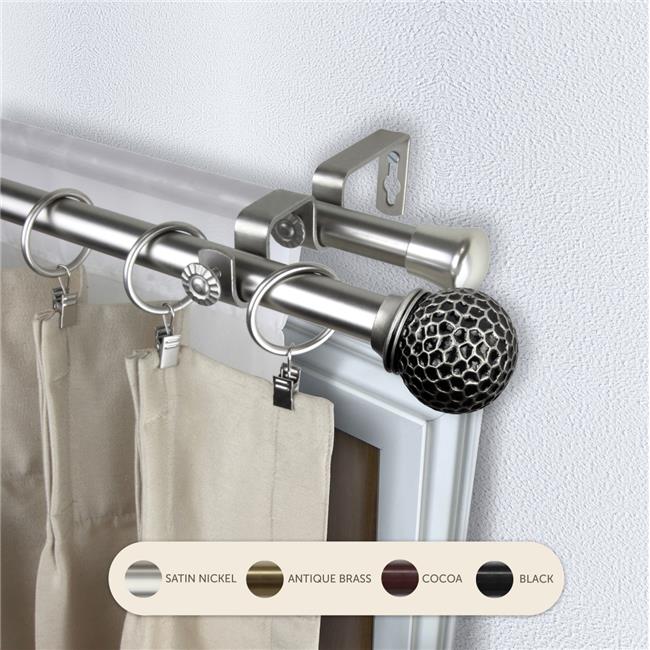 Central Design 4785-995 Tringle à Rideaux Double Nicholson de 0,8125 Po avec Rallonge de 120 à 170 Po, Nickel Satiné
