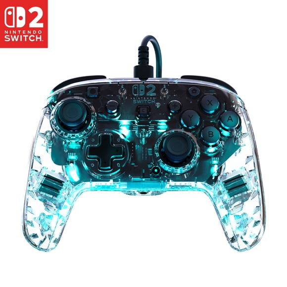 Turtle Beach Afterglow Wired RGB Gaming Controller (Clear) - Officially Licensed for Nintendo Switch 2, Nintendo Switch - Customizable Lighting, Hall-Effect, RGB