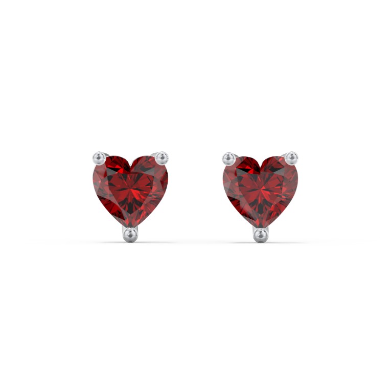 Heart Birthstone Stud Earrings