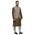 thumbnail image 2 of Atasi Mandarin Collar Traditional Solid Kurta Pajama With Printed Jacket Set, 2 of 3