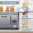 thumbnail image 3 of Toaster 4 Slice, Bagel Stainless Toaster with LCD Timer, Extra Wide Slots, Dual Screen, Removal Crumb Tray (Stainless steel), 3 of 9