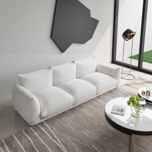 The Magic Home 3-Seater Modular Floor L-Shaped Chenille Sectional Sofa, Beige