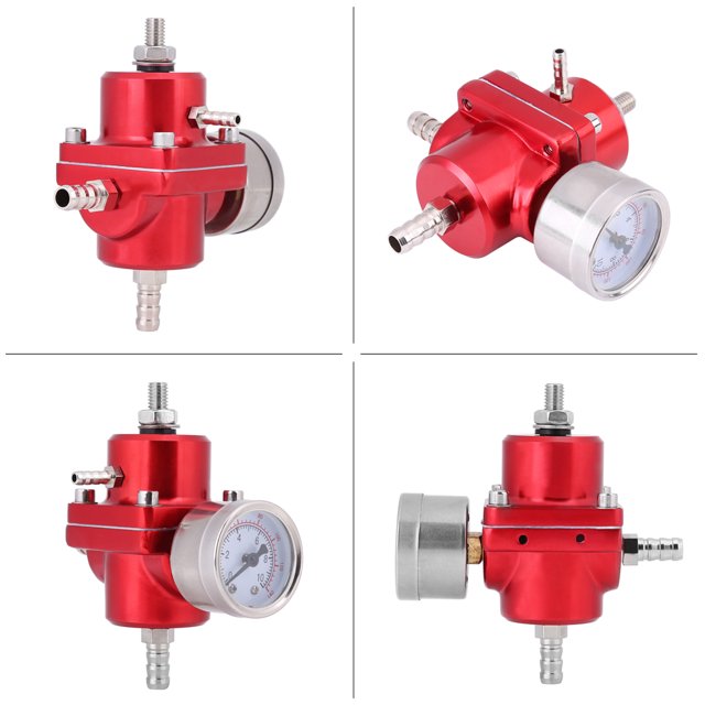 LAFGUR 0-140 PSI Fuel Injection Pressure Regulator, Universal Adjustable Aluminum Fuel Pressure Regulator Gauge And Hose Kit