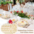thumbnail image 3 of 50 PCS Disposable Dining Plate Mats, Golden Bowl Tableware Place Mat Pads Set, 13 Inches Round Foil Mesh Pressed Table Doilies, Metallic Thin Mesh Table Mats for Dining Table Wedding Birthday, 3 of 6