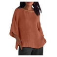 thumbnail image 2 of EGNMCR T-Shirts pour Femmes Mode d'Été pour Femmes Manches Raccourcies Col Rond Coton Ligne Chemise Ample Blouse, 2 of 6