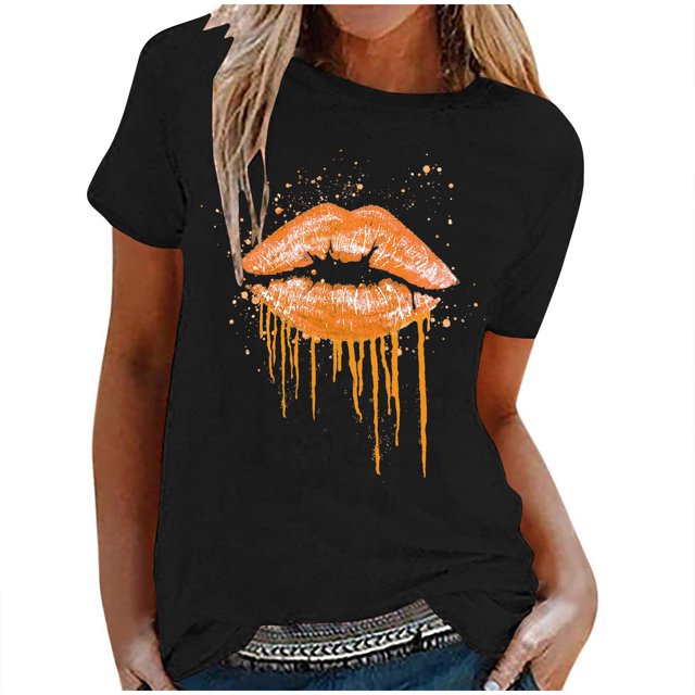 Birdeem T-Shirt Mode Femme Imprimé Col Rond Manches Courtes Blouse Ample
