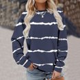 thumbnail image 4 of Pisexur Sweat à Capuche Oversize pour Femmes Décontracté Automne Col Rond Rayé Manches Longues T-Shirt Blouse Tunique Légère, 4 of 6