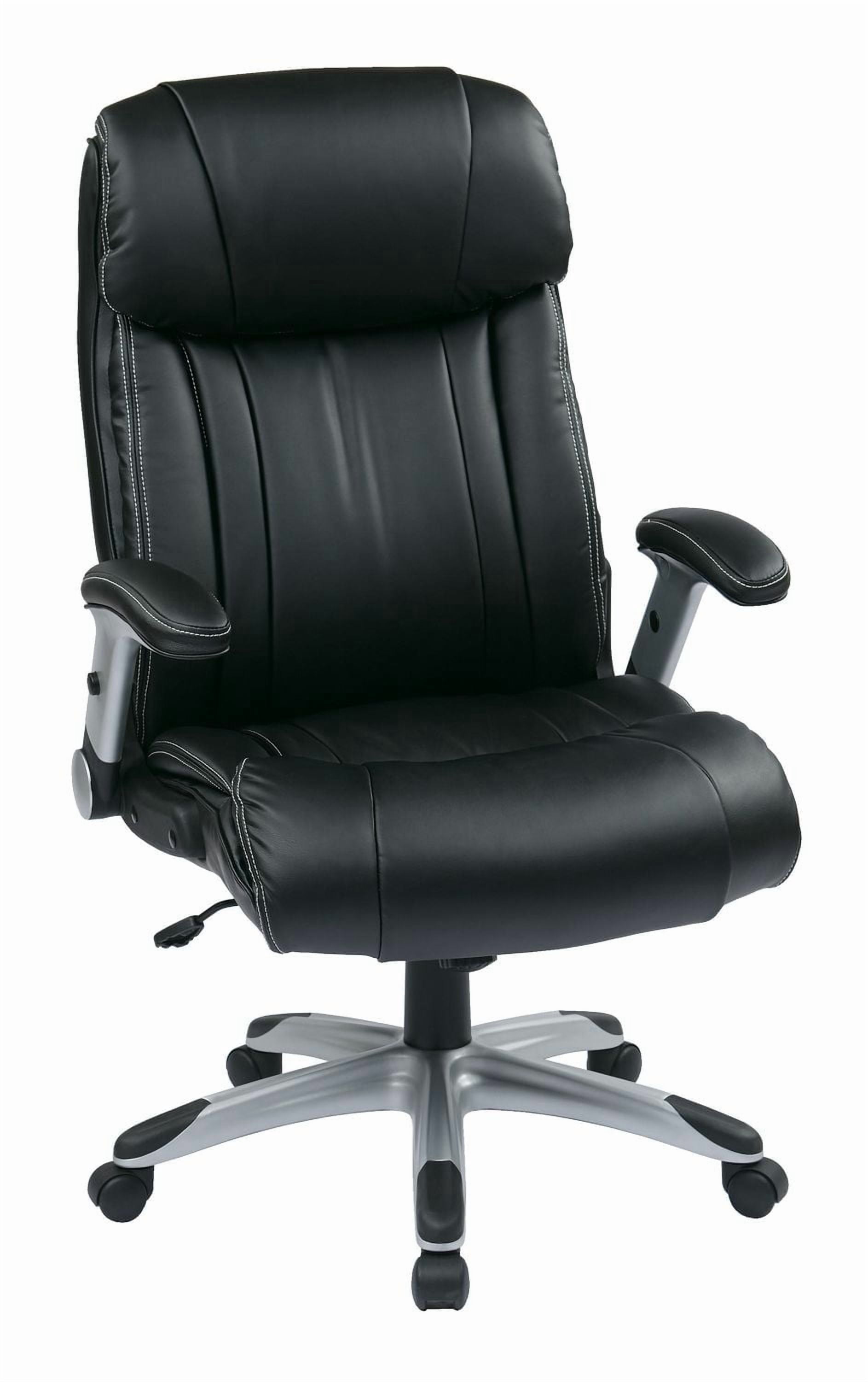 Bonded leather chair with adjustable flip arms in black