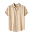 thumbnail image 1 of Penkiiy Chemise Décontractée pour Homme Unie à Col Rabattu à Manches Courtes avec Fermeture à Boutons Blouse Hawaïenne L Beige, 1 of 9