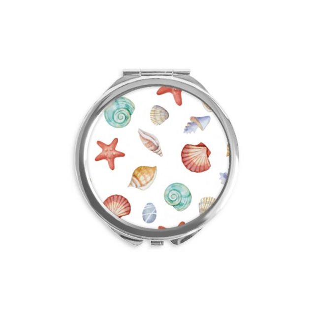 Colorful Scallop Marine Life Illustration Hand Compact Mirror Round Portable Pocket Glass