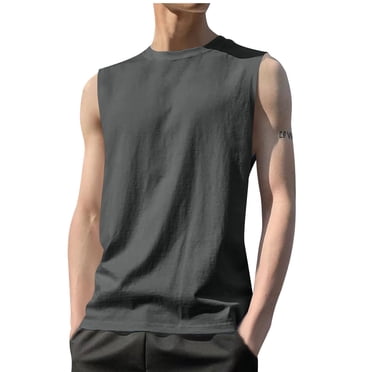 zfhfof Débardeur pour Homme en Coton, Musculation, Entraînement au Gym, Chandails Extensibles Légers d'Été, T-Shirts Sans Manches Décontractés