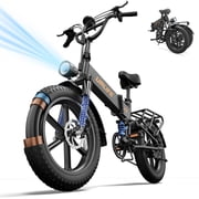 URLIFE 1500W Electric Bikes for Adult, 20'' 4.0 Fat Tire Ebike, 48V 13Ah Removable Battery, Shimano 7-Speed Mountain Bike-Black