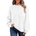 thumbnail image 1 of Chandail en Molleton Ultra Doux Texturé pour Femmes Col Rond Manches Longues Tuniques Blouses avec Poches Confort Décontracté Athlétique Chandail Blouses Tenues Automne Hiver, 1 of 7