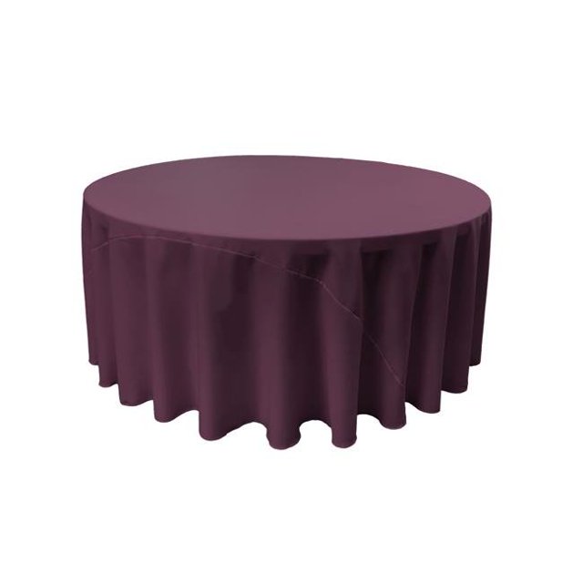 LA Linen TCpop132R-EggplantP42 Nappe en Popeline Polyester Aubergine - 132 Po Ronde