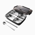 thumbnail image 2 of weibbin Stainless Steel Divided Bento Box Airtight Meal Prep Container for Work, 9.45x7.28x2.76 Inches, Black, 2 of 6