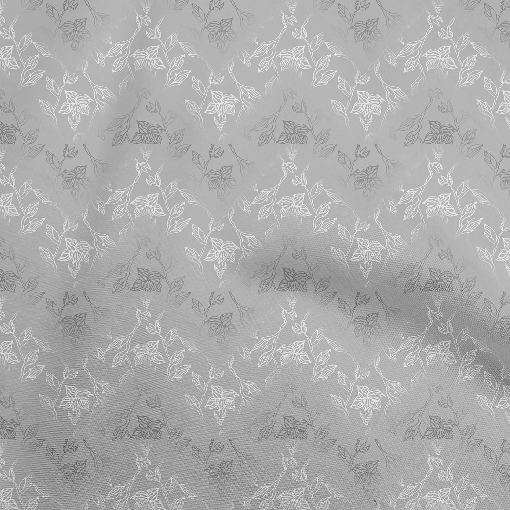 oneOone Rayon Gray Fabric Leaves Sewing Material Print Fabric By The Yard 56 Inch Wide-aC