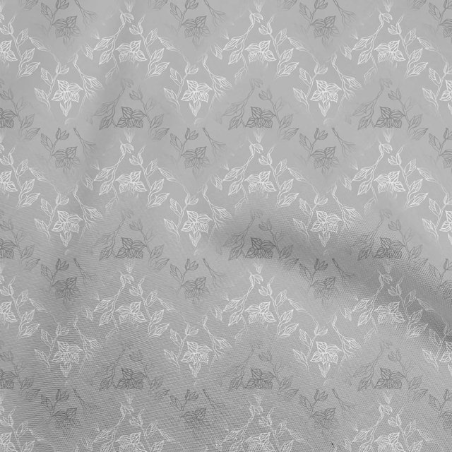 oneOone Rayon Gray Fabric Leaves Sewing Material Print Fabric By The Yard 56 Inch Wide-aC