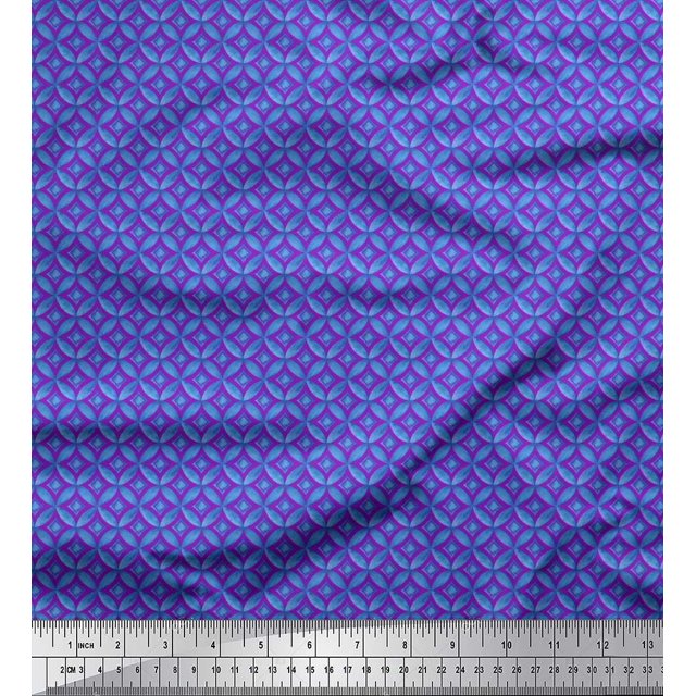 Soimoi Poly Georgette Fabric Circle & Curve Diamond Geometric Decor Fabric Printed Yard 42 Inch Wide