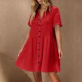 thumbnail image 1 of Pisexur Robes Femmes Belle Robe d'Été pour Femmes Décontractée Sans Manches à Col Rond à Lacets Robe Plissée Rouge,m, 1 of 9