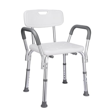 LIVINGbasics Chaise de Douche avec Accoudoirs Amovibles, Siège de Chaise de Bain pour Aînés, Capacité de 300 Lb, Hauteur Ajustable, Antidérapant