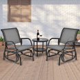 thumbnail image 3 of Patiojoy 2-Piece Outdoor Single Glider Chair Rocking Seating Lounging Chair with Armrest Grey, 3 of 7
