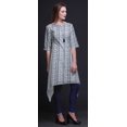 thumbnail image 4 of Bimba Kurti Asymétrique Bleu Ikat Shibori Imprimé pour Femmes Robe d'Été Indienne Tunique Petit, 4 of 6
