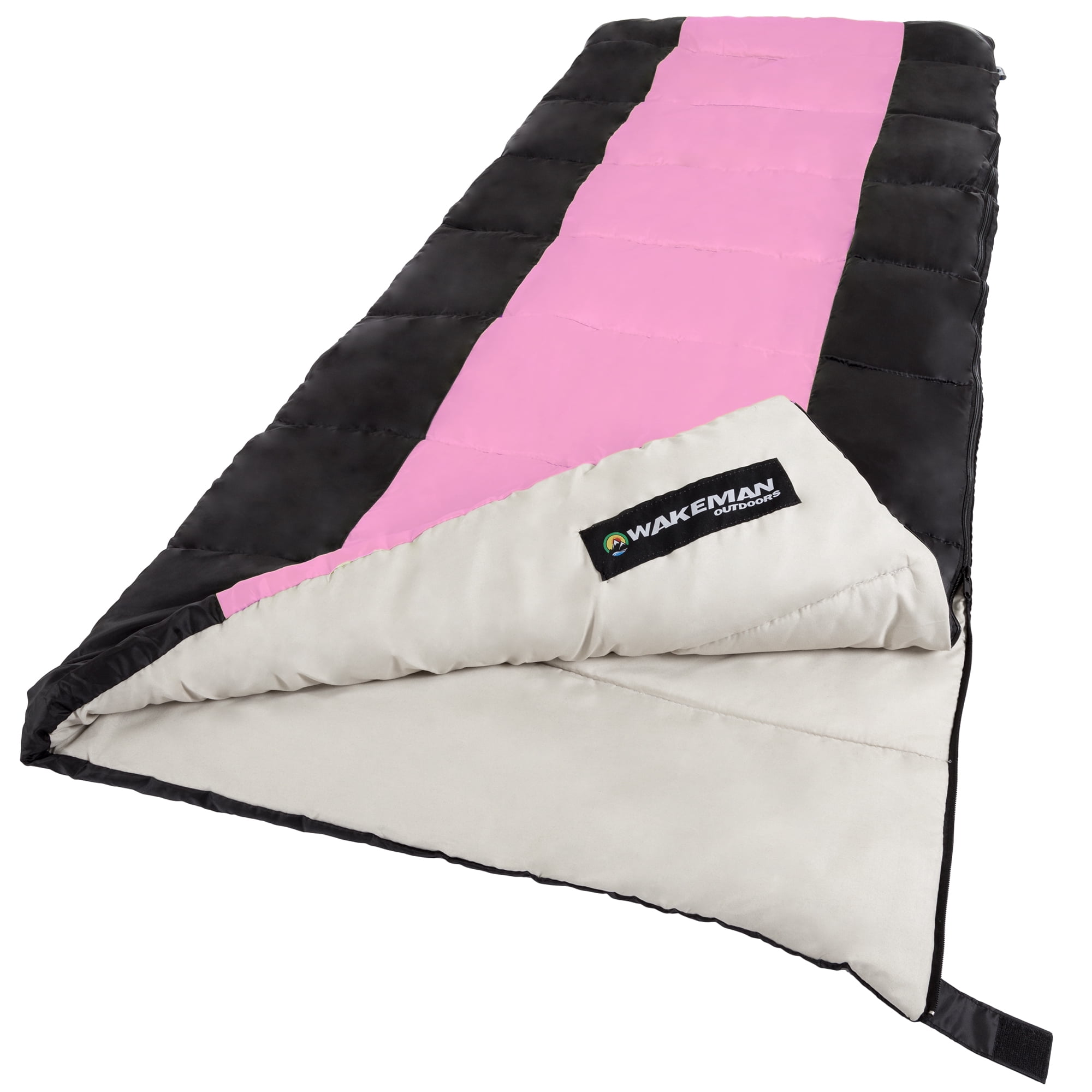 Sleeping Bag, 2-Season with Carrying Bag for Adults and Kids, Otter Tail Sleeping Bag by Wakeman Outdoors (Pink) (for Camping and Festivals)