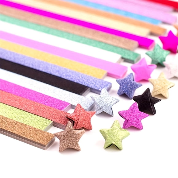 CNKOO 360pcs Glitter Origami Star Paper Kit - 18 Vibrant Colors with Sparkle Finish Perfect for DIY Crafts & Gifts Ideal for School Projects and Teachers Origami Paper ZZZ
