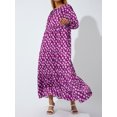 thumbnail image 3 of Kmbangi Robe Longue pour Femmes à Imprimé Géométrique, Col en V, Manches Longues Bouffantes, Coupe Ample, Robe Mode pour le Printemps et l'Été, 3 of 9