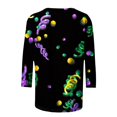 thumbnail image 5 of Outfmvch Chemises Mardi Gras pour Femmes, Manches 3/4 Hauts pour Femmes, Tenue Mardi Gras pour Femmes, Blouses pour Femmes, Hauts d'Entraînement pour Femmes, Tunique Graphique de Carnaval Manches 3/4 Col Rond Blouse Marine TG, 5 of 5